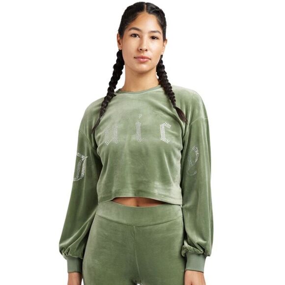 Juicy Couture Bling Velour Cropped Crew Neck - Size Medium - Picture 1 of 6
